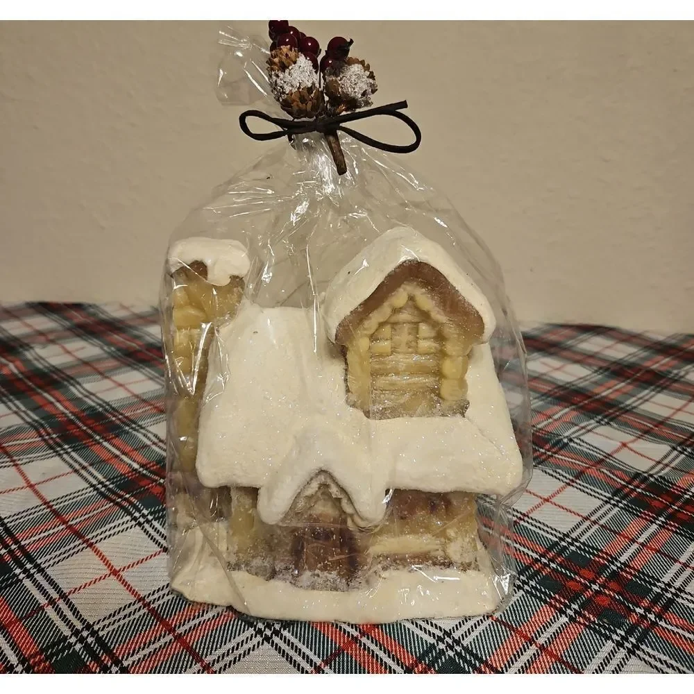 Charming and Cozy Figural Snowy Cottage Candle